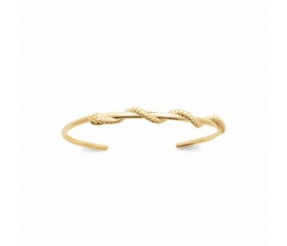 Bracelet jonc serpent yeux strass vert plaqué OR 750 3 microns