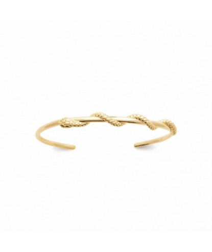 Bracelet jonc serpent yeux strass vert plaqué OR 750 3 microns