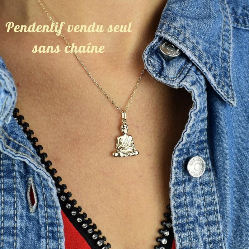 Pendentif Bouddha Symbole de paix et de bonheur Plaqué OR 750 3 microns