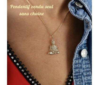 Pendentif Bouddha Symbole de paix et de bonheur Plaqué OR 750 3 microns