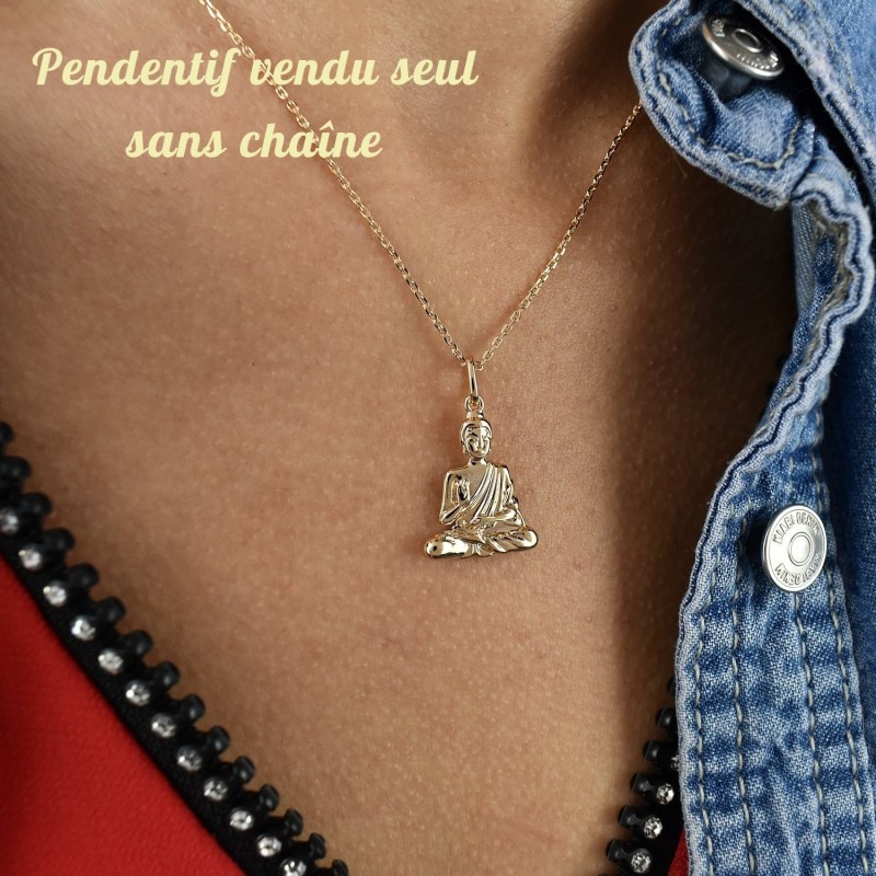 Pendentif Bouddha Symbole de paix et de bonheur Plaqué OR 750 3 microns