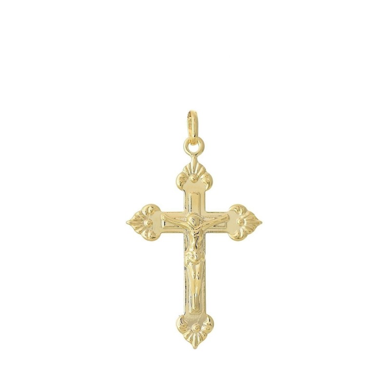 Pendentif croix crucifix Christ Plaqué OR 750 3 microns