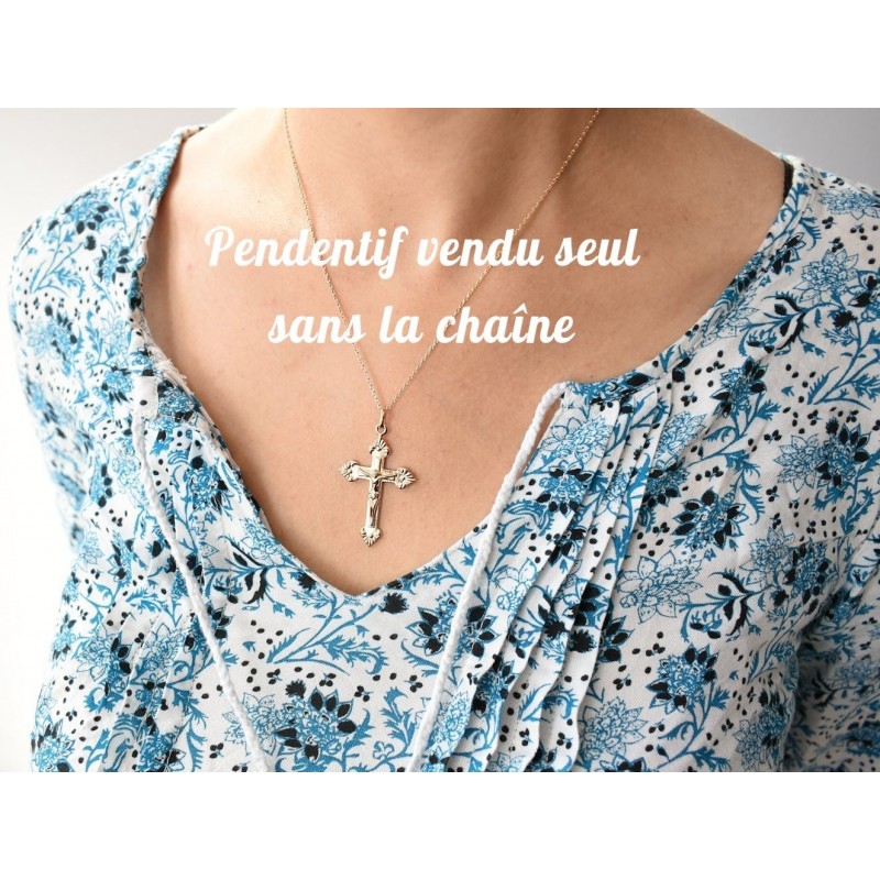 Pendentif croix crucifix Christ Plaqué OR 750 3 microns