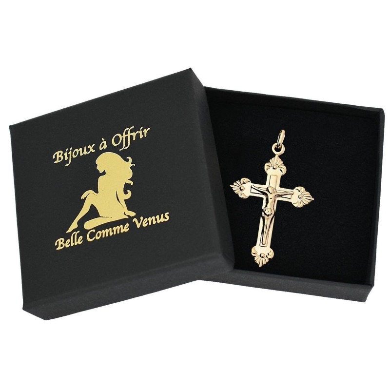 Pendentif croix crucifix Christ Plaqué OR 750 3 microns