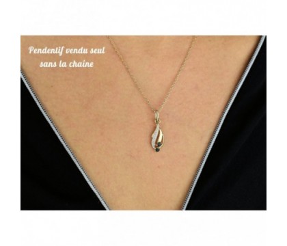 Pendentif saphir pierre naturelle Plaqué OR 750 3 microns 2 tons