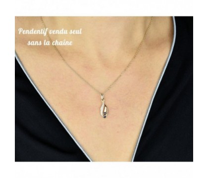Pendentif saphir pierre naturelle Plaqué OR 750 3 microns 2 tons