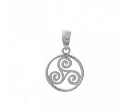 Pendentif triskel dans un cercle Argent 925 Rhodié