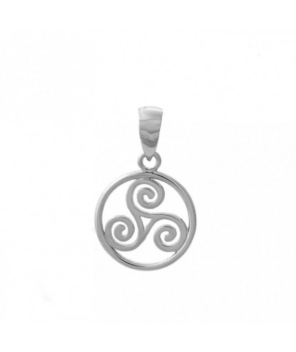Pendentif triskel dans un cercle Argent 925 Rhodié