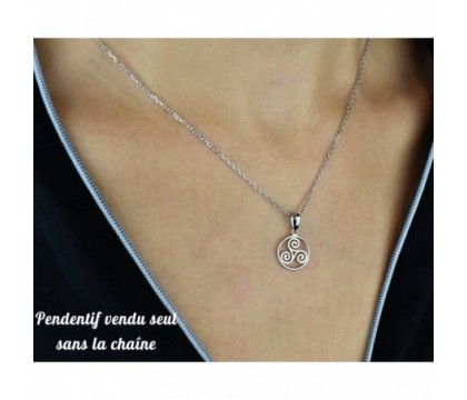 Pendentif triskel dans un cercle Argent 925 Rhodié