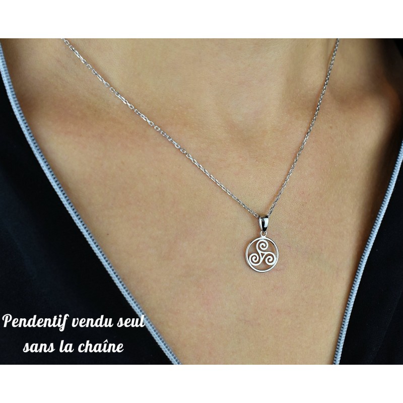 Pendentif triskel dans un cercle Argent 925 Rhodié