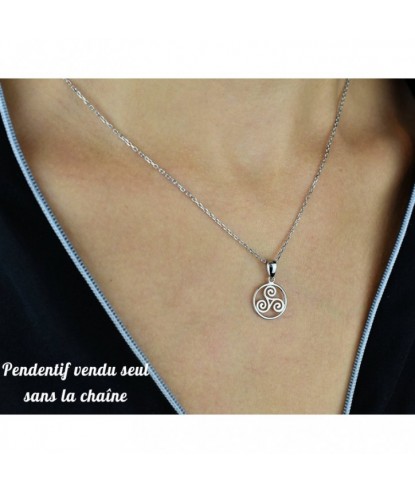 Pendentif triskel dans un cercle Argent 925 Rhodié