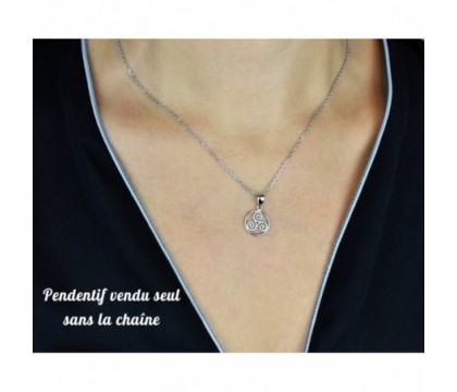 Pendentif triskel dans un cercle Argent 925 Rhodié