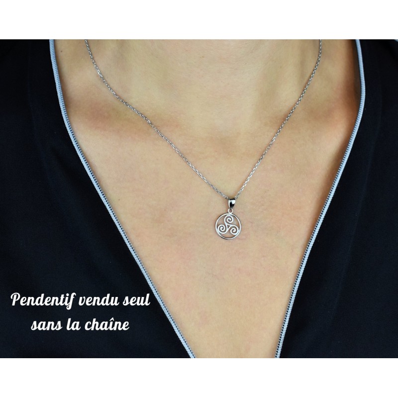 Pendentif triskel dans un cercle Argent 925 Rhodié