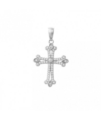 Pendentif croix sertie d'oxydes de zirconium Argent 925 Rhodié