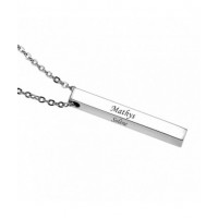 Collier barre acier prénom gravure personnalisée sur 4 faces