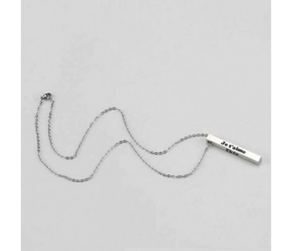 Collier barre acier prénom gravure personnalisée sur 4 faces