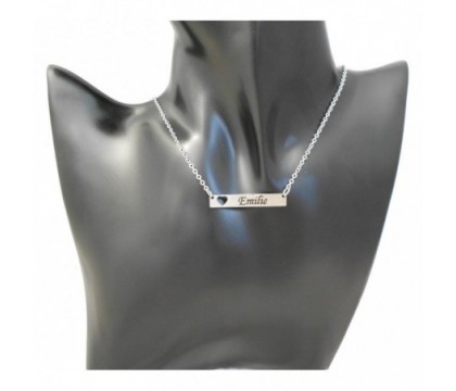 Collier coeur plaque ajourée gravure personnalisée prénom acier inoxydable poli