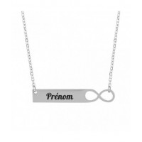 Collier infini prénom gravure personnalisée acier poli
