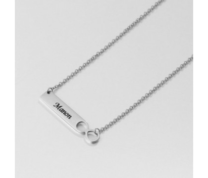 Collier infini prénom gravure personnalisée acier poli