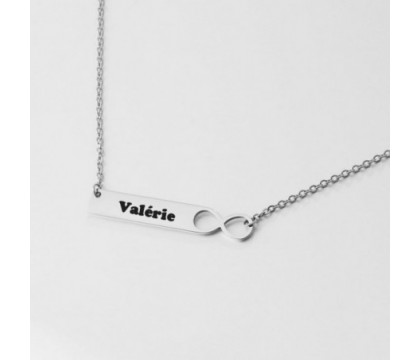 Collier infini prénom gravure personnalisée acier poli