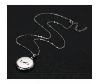 Collier médaillon photo acier gravure personnalisée