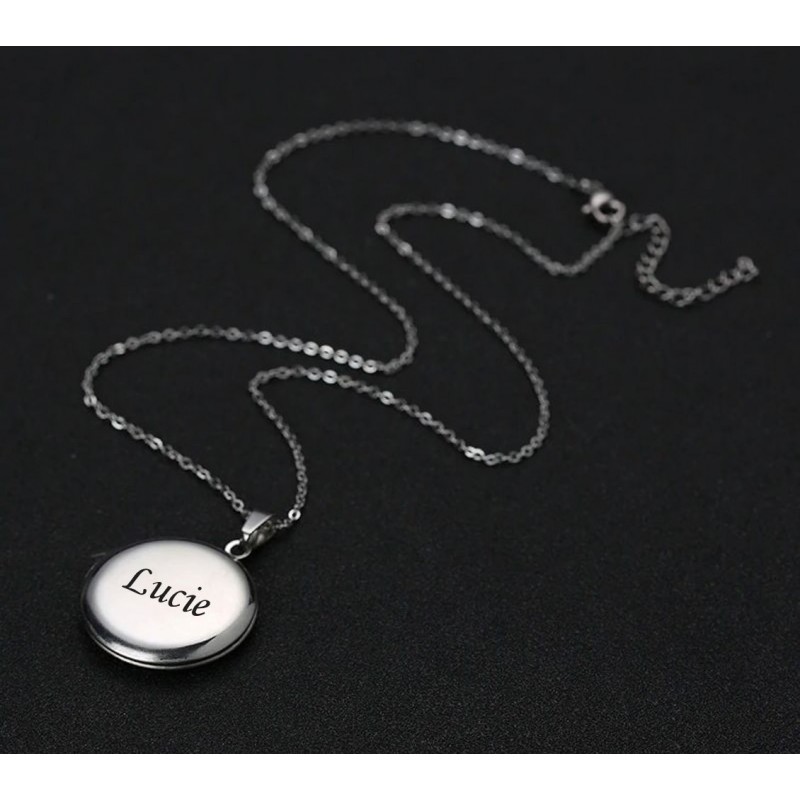 Collier médaillon photo acier gravure personnalisée