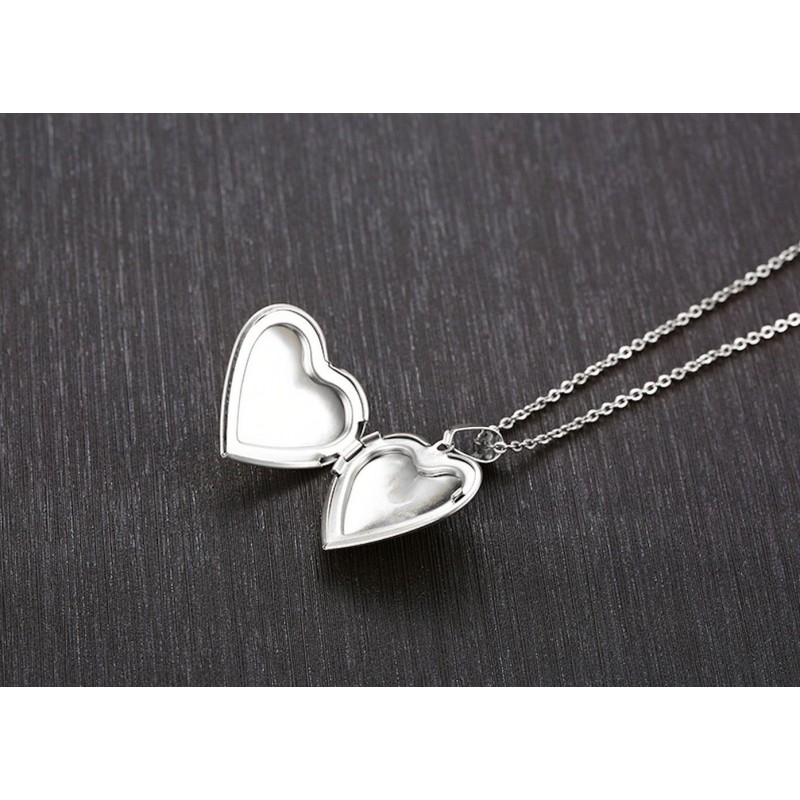Collier coeur médaillon photo acier gravure personnalisée recto verso