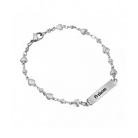 Bracelet suite de coeurs avec plaque acier prénom gravure personnalisée