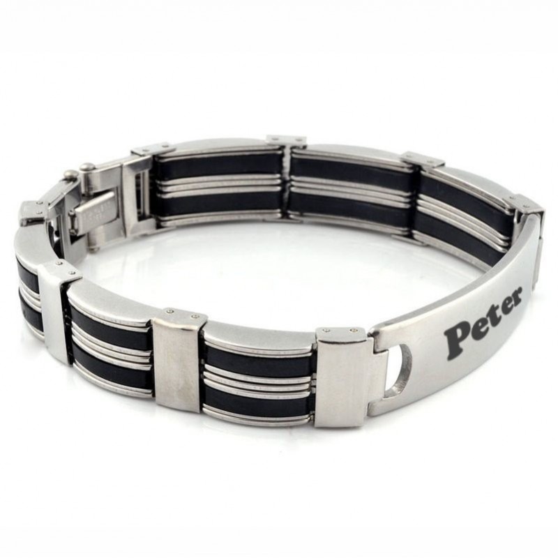 Bracelet acier inoxydable prénom gravure personnalisée