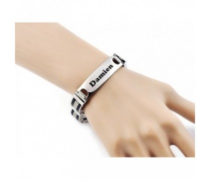 Bracelet acier inoxydable prénom gravure personnalisée