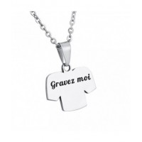 Collier maillot t-shirt prénom acier gravure personnalisée