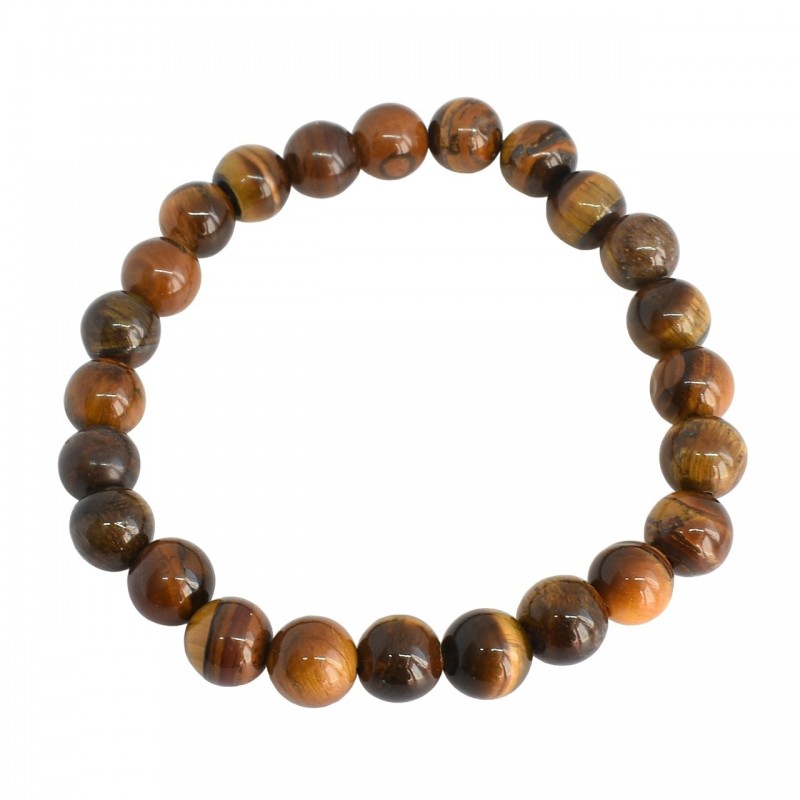Bracelet boules polies oeil de tigre Bracelet boules polies oeil de tigre