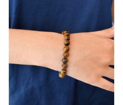 Bracelet boules polies oeil de tigre Bracelet boules polies oeil de tigre