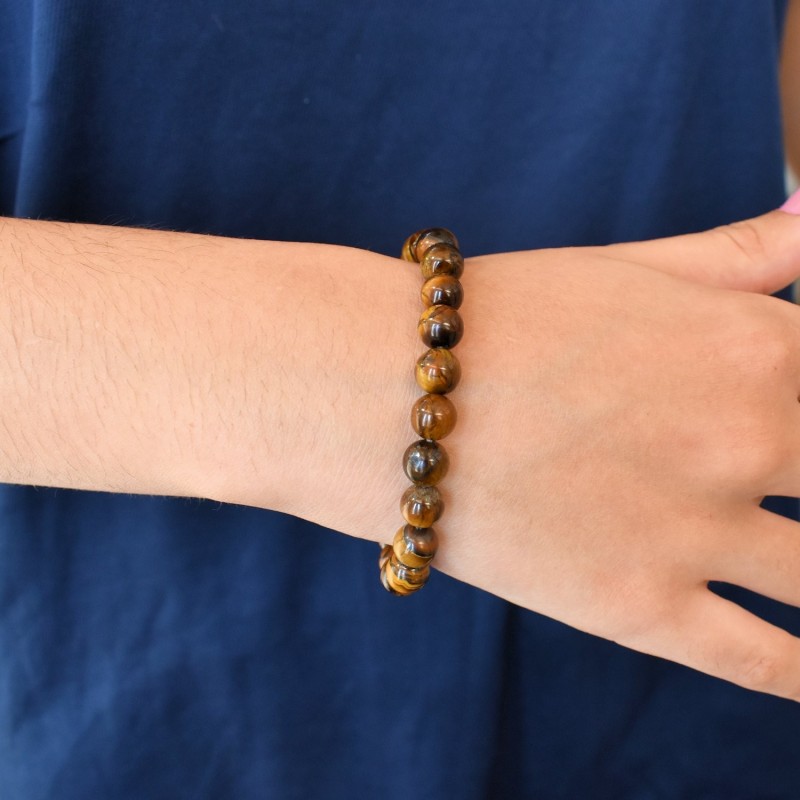 Bracelet boules polies oeil de tigre Bracelet boules polies oeil de tigre