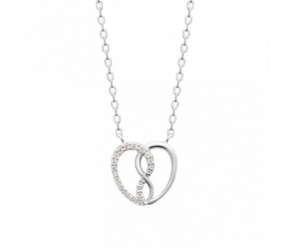 Collier coeur d'infini serti d'oxydes de zirconium Argent 925 Rhodié