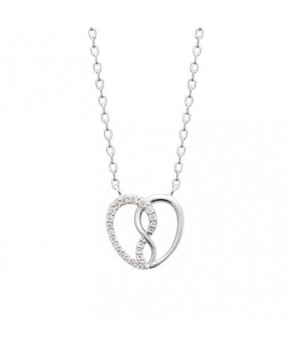 Collier coeur d'infini serti d'oxydes de zirconium Argent 925 Rhodié