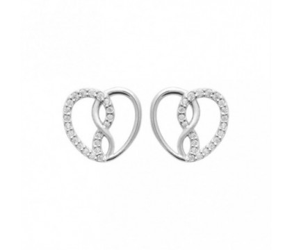 Boucles d'oreilles coeur d'infini serti d'oxydes de zirconium Argent 925 Rhodié