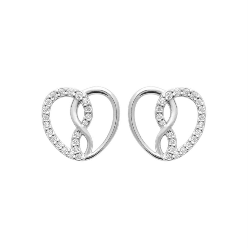 Boucles d'oreilles coeur d'infini serti d'oxydes de zirconium Argent 925 Rhodié