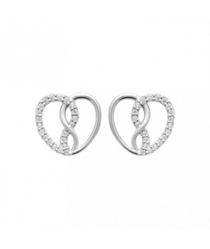 Boucles d'oreilles coeur d'infini serti d'oxydes de zirconium Argent 925 Rhodié