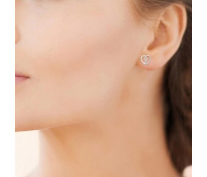 Boucles d'oreilles coeur d'infini serti d'oxydes de zirconium Argent 925 Rhodié