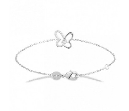 Bracelet 2 coeurs oxydes de zirconium Argent 925 Rhodié