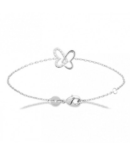 Bracelet 2 coeurs oxydes de zirconium Argent 925 Rhodié
