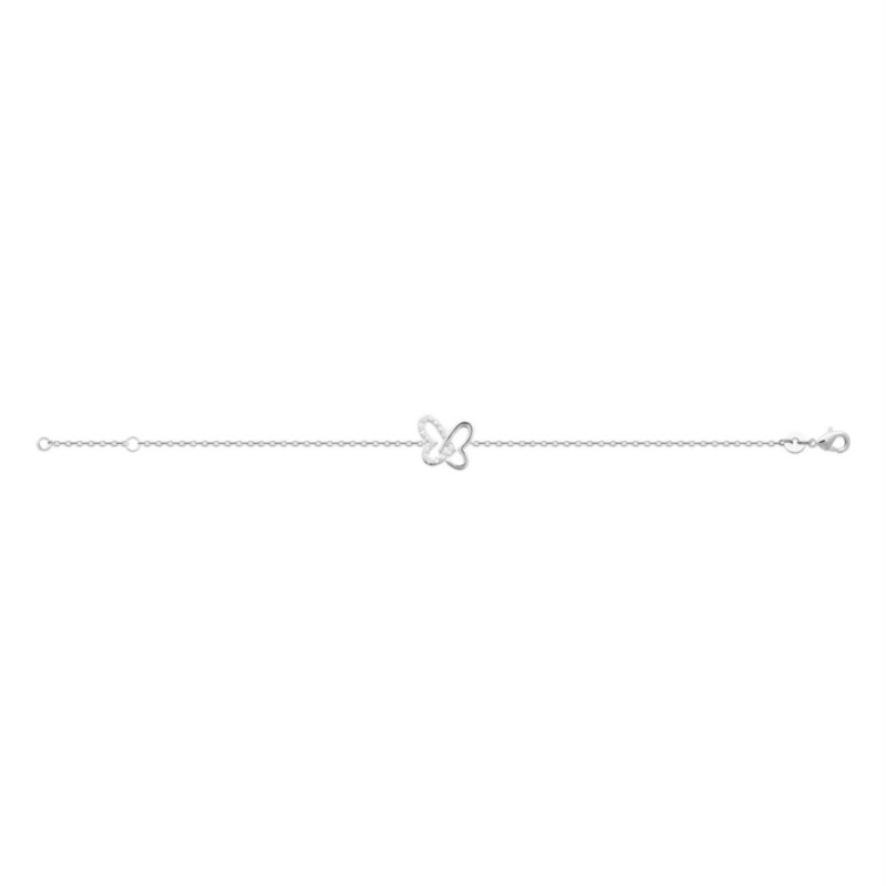 Bracelet 2 coeurs oxydes de zirconium Argent 925 Rhodié