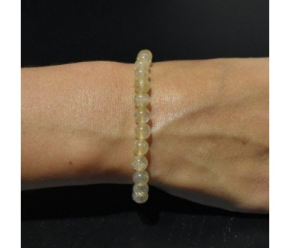 Bracelet en Cristal de Roche Inclusion Rutile Clarté et Énergie Dynamique
