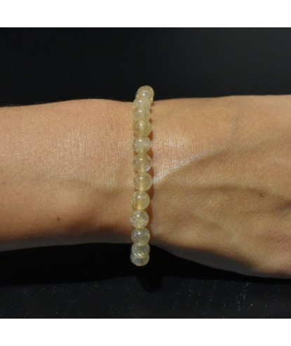 Bracelet en Cristal de Roche Inclusion Rutile Clarté et Énergie Dynamique