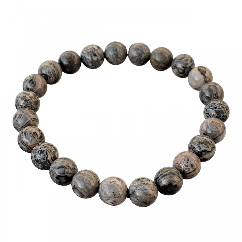 Bracelet en Agate Crazy Lace Grise Stabilité et Protection Bracelet en Agate Crazy Lace Grise Stabilité et Protection