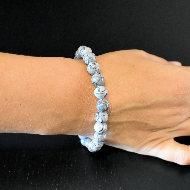 Bracelet en Agate Crazy Lace Grise Stabilité et Protection Bracelet en Agate Crazy Lace Grise Stabilité et Protection