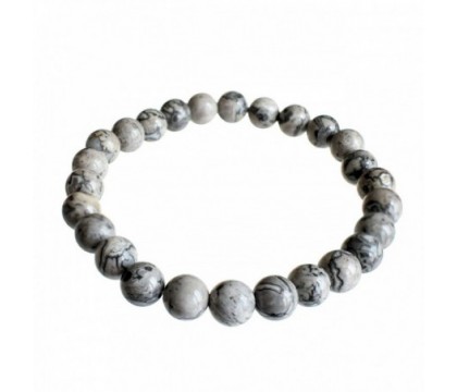 Bracelet en Agate Crazy Lace Grise 18 à 20 cm Stabilité et Protection