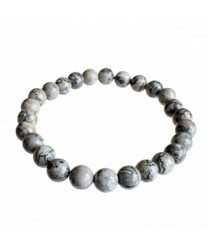 Bracelet en Agate Crazy Lace Grise 18 à 20 cm Stabilité et Protection