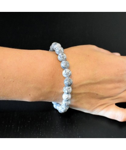 Bracelet en Agate Crazy Lace Grise 18 à 20 cm Stabilité et Protection